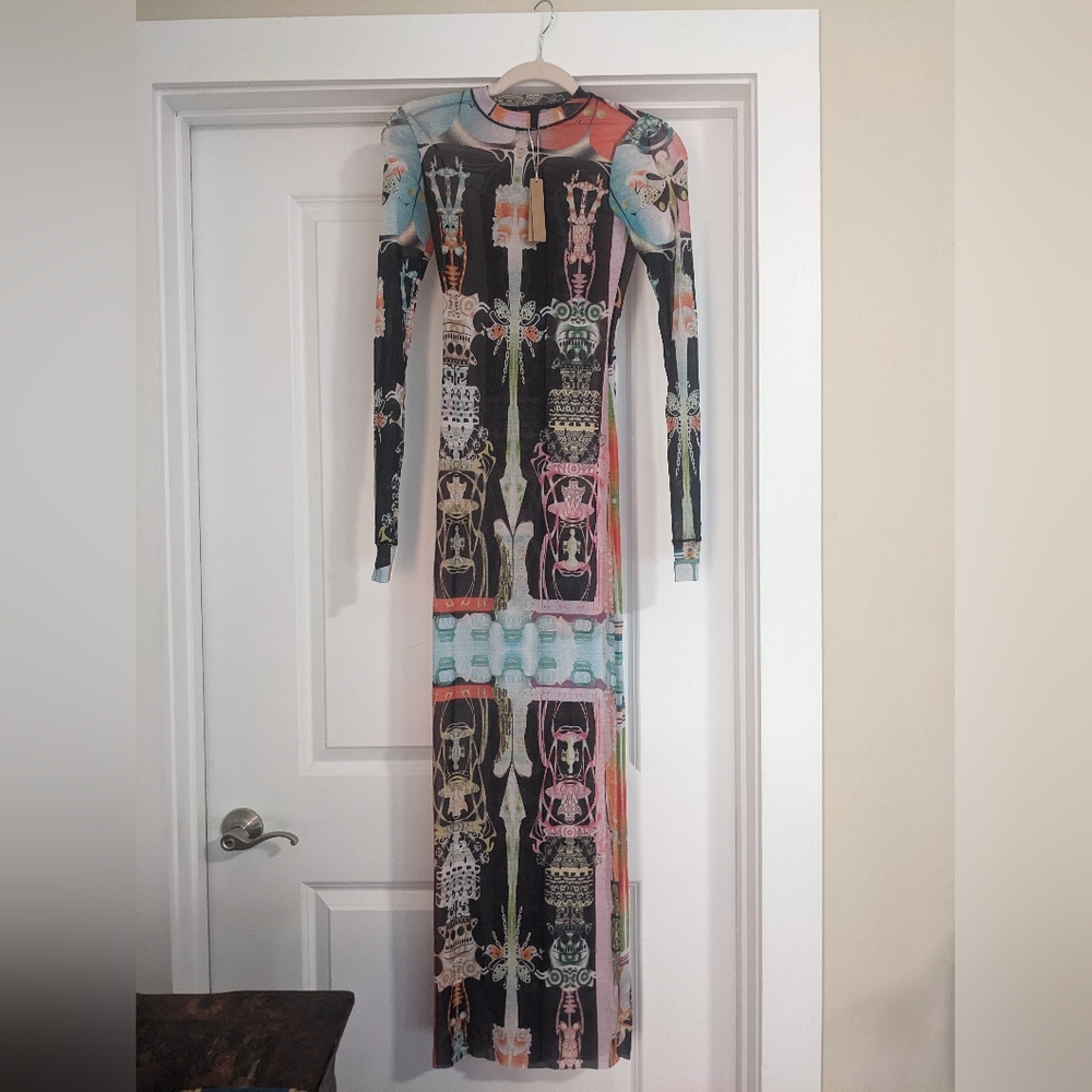 SKIMS Summer Mesh Long Sleeve Orchid Cabinet Dress, Size Small, NWT